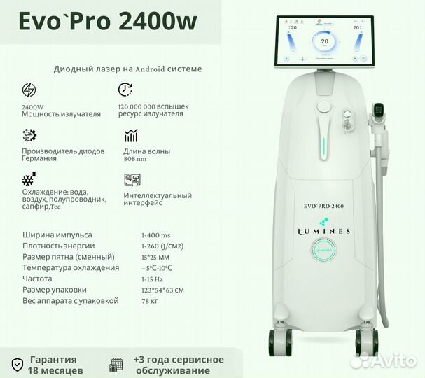 Диодный лазер для эпиляции Люминес. Evo Pro 2400 Вт