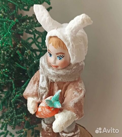 Ватная игрушка. Мальчик -зайчик