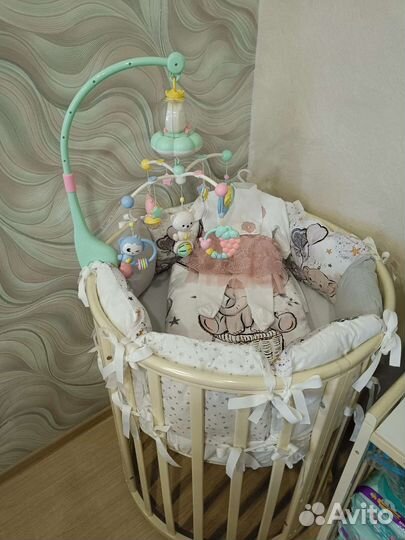 Детская кроватка трансформер круглая