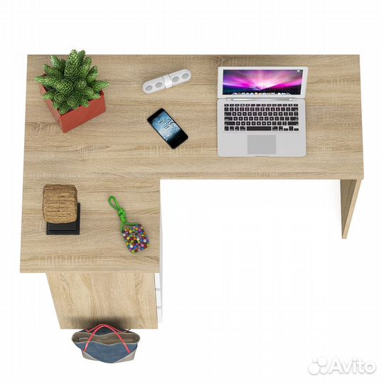 Угловой компьютерный стол Мори мс-16 левый дуб сонома/белый, 124,4х84,9х76,6 см, ящики слева, не уни