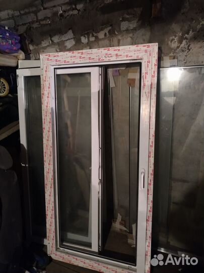 Дверь межкомнатная, балконная (пвх) + окно (бу)