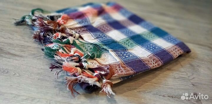 Льняная скатерть новая в клетку