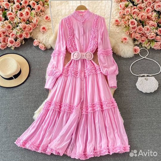 Платье нежно розовое в стиле Zimmermann в наличии