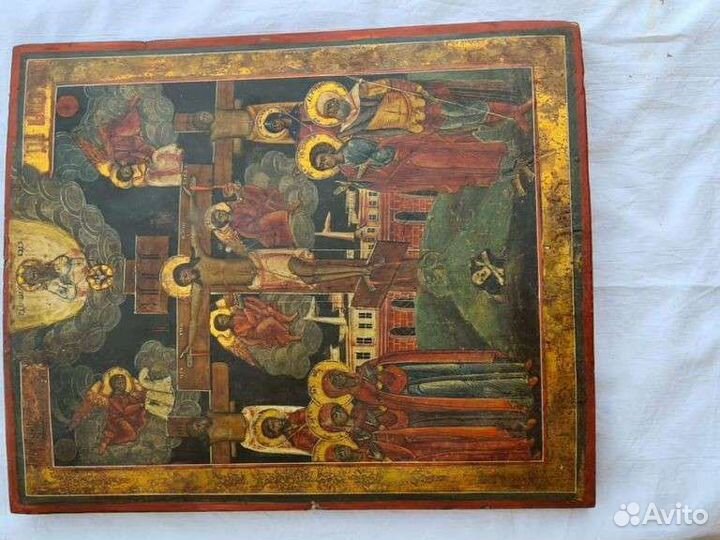 Старинная Икона. Ветка. большая Типа Минея