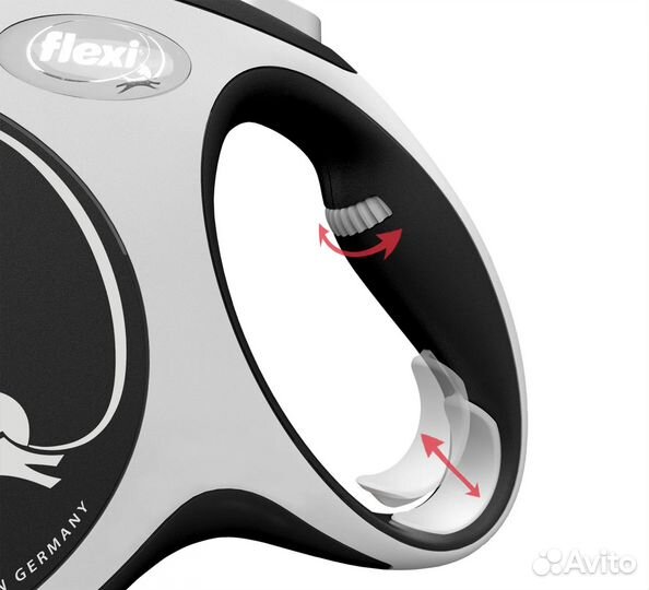 Поводок Flexi L (до 50кг) лента 8м, серый/черный