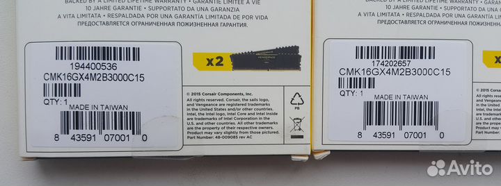 Сorsair vengeance ddr4 4x8Gb 3000 15-17-17-35