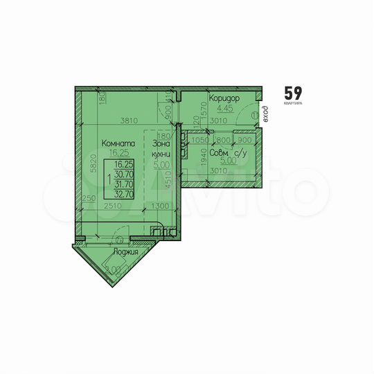 1-к. квартира, 31,7 м², 10/15 эт.