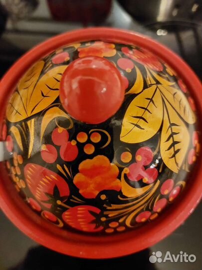 Сахарница хохломская роспись деревянная