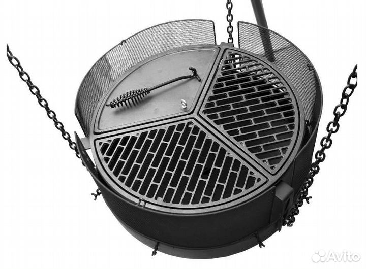 Барбекю мобильное на цепях с костровой чашей