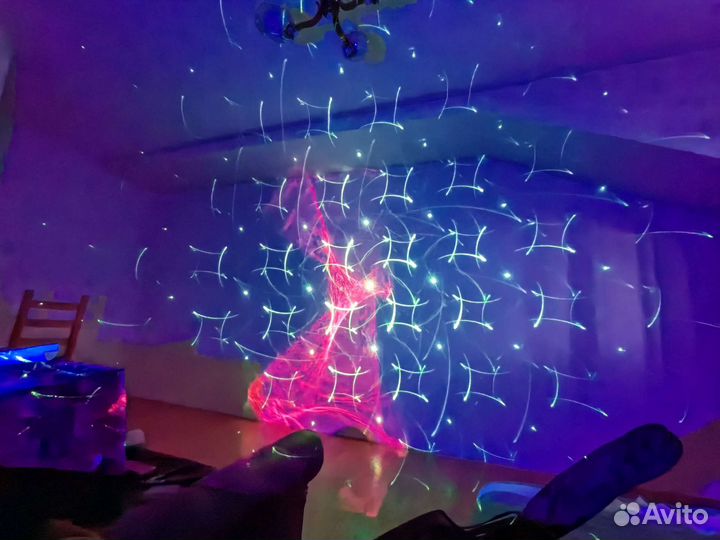 Лазерная светомузыка новинка 3в1 с аккумулятором