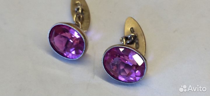 Запонки.серебро 875 проба(звезда) корунд СССР рус