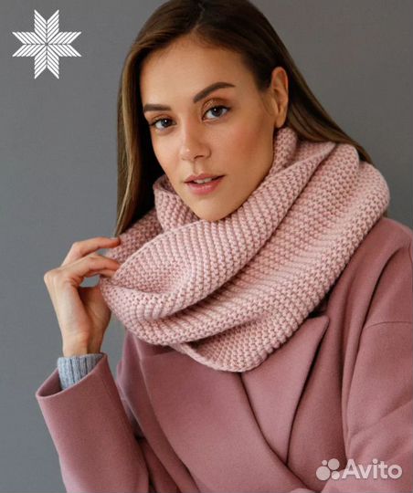 Шапка и снуд siberica розовая пудра