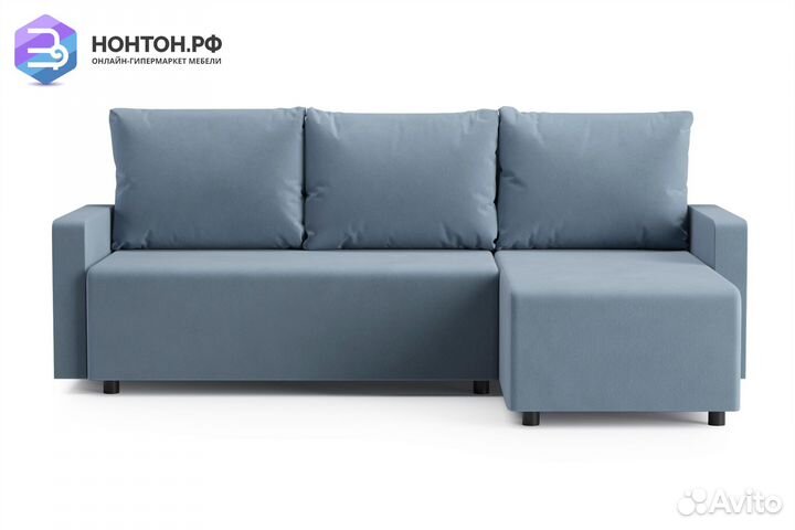 Диван угловой еврокнижка Мидгард голубой