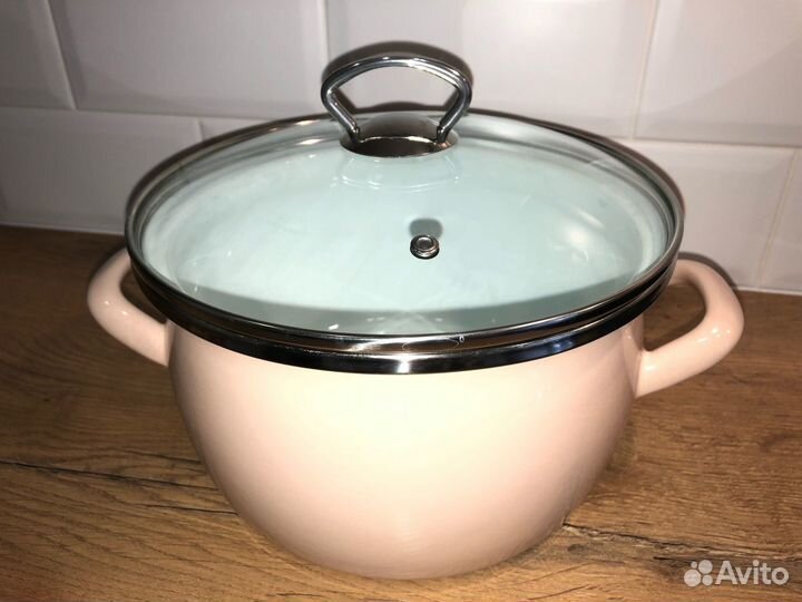 Кастрюля эмалированная 4 л с крышкой для всех плит