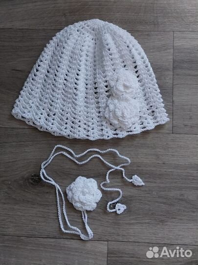 Шапочка летняя, чокер на шею-роза