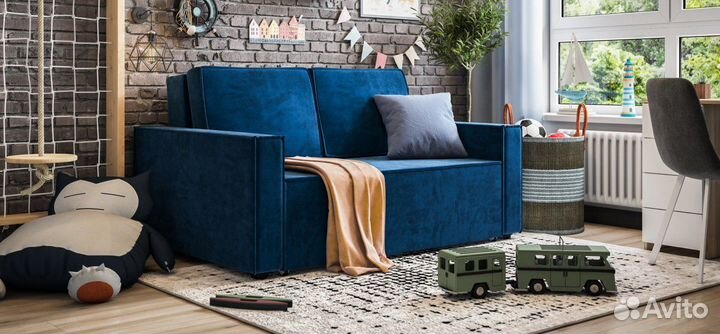 Диван nord Compact велюр Monolit синий