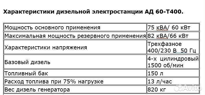 Генератор дизельный 60 кВт трёхфазный в кожухе