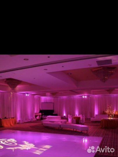 Свадебное оформление, заливка зала, Аплайтинг