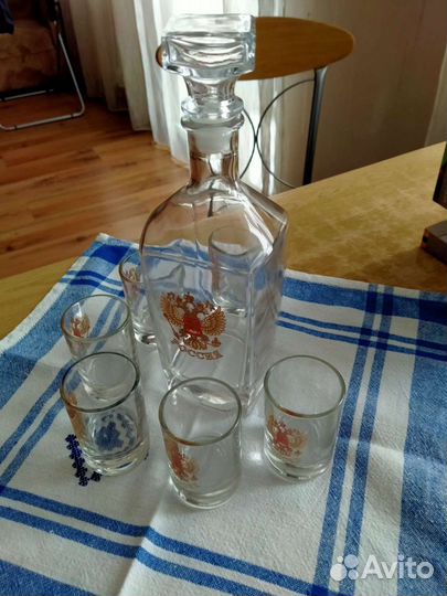 Набор графин и 6 стопок стекло