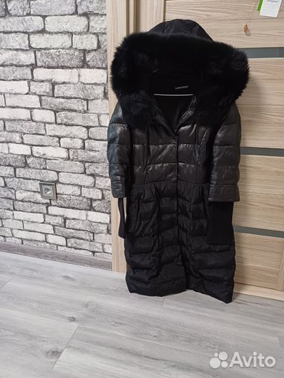 Пальто комбинированное утеплённое женское