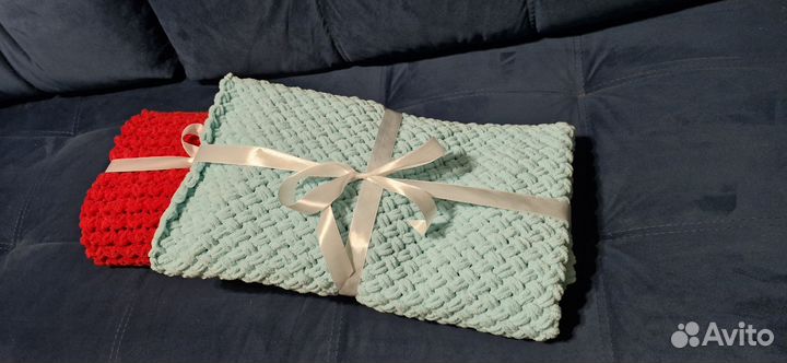 Плед детский вязаный плюшевый