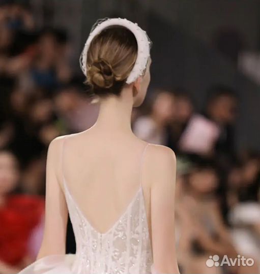 Ободок для волос свадьба с вуалью и бусинами