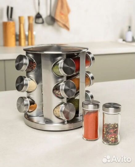Набор банок на вращающейся подставке 12 шт