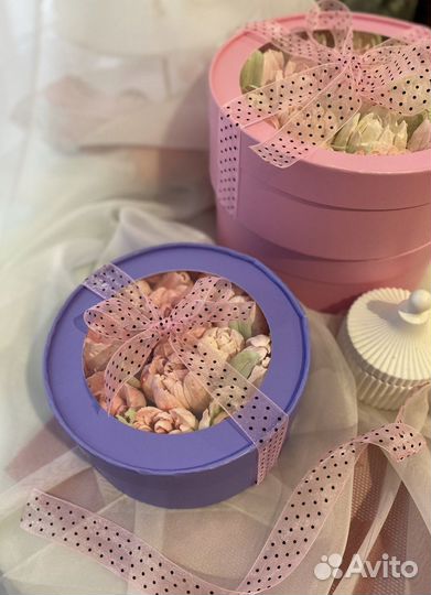 Зефир в коробке / зефирные цветы /цветы из зефира