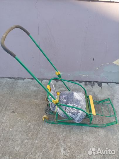 Санки коляска ника 3 складные с колёсами бу