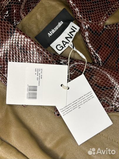 Кожаное пальто Ganni x Ahluwalia (0951)