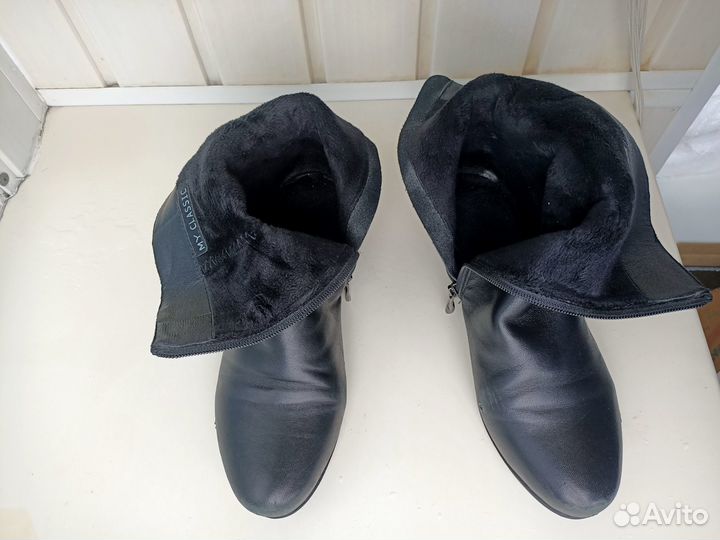 Женские полусапоги кожаные, б/у, 39 размер
