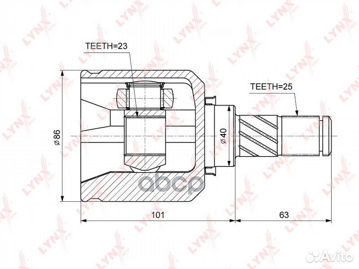 ШРУС внутр. nissan AD(Y10/1) 1.5-1.8 90-05 / Al