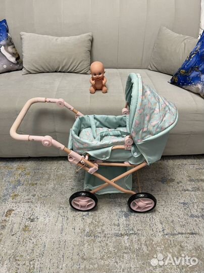 Коляска для кукол Demi Star 2 в 1+пупсик