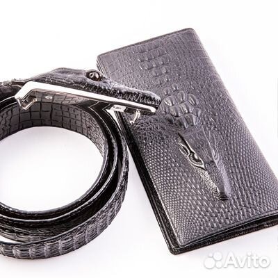 Кожаный портмоне и ремень. Комплект Wild Alligator