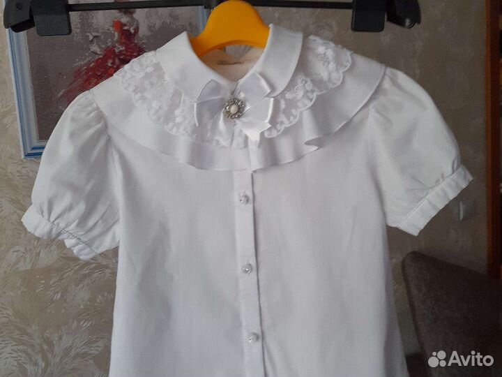 Белая школьная блузка на рост 134