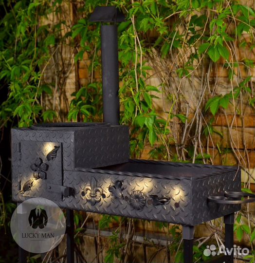 Мангал с печью под казан / Подарочный / сталь 4 мм