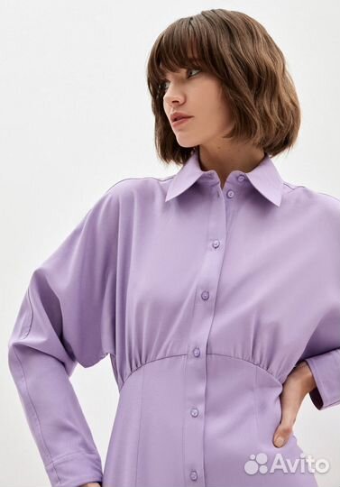Платье рубашка zarina фиолетовое