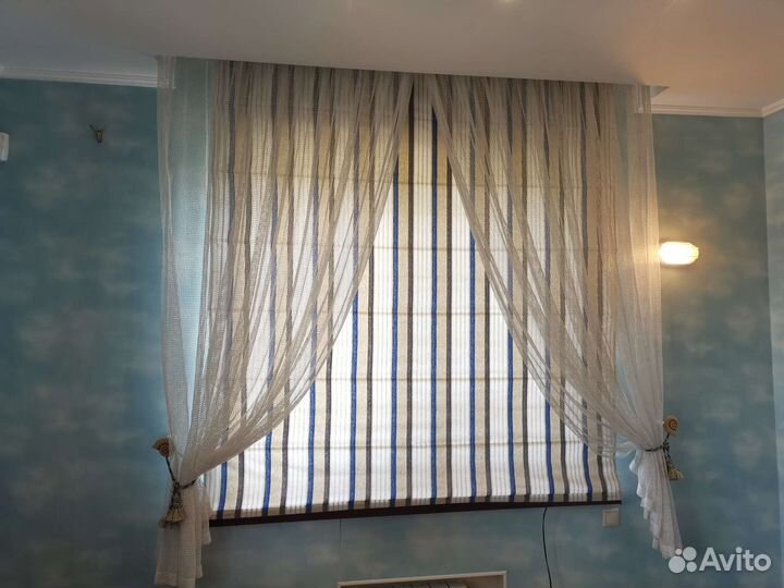 Рулонные шторы и шторы 2 шт в комплекте