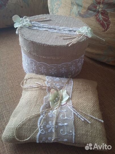 Подушка для колец и сундучок