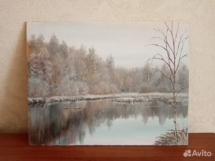 Картина маслом зимний пейзаж