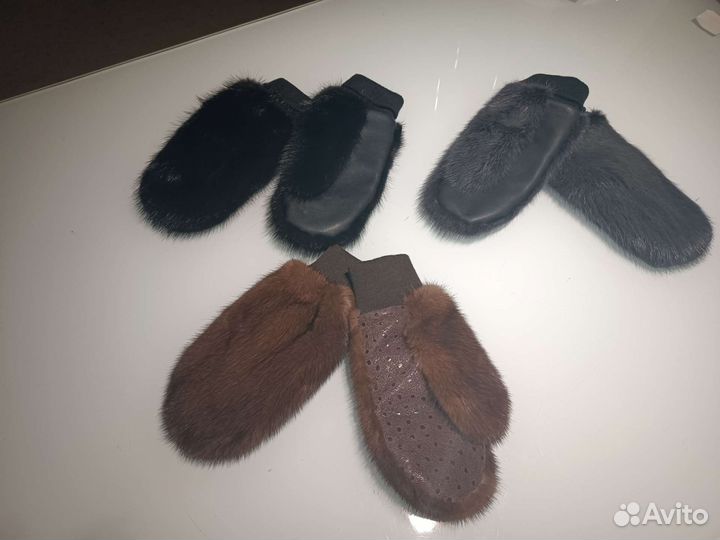 Варежки норковые женские