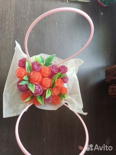 Букет роз из мыла
