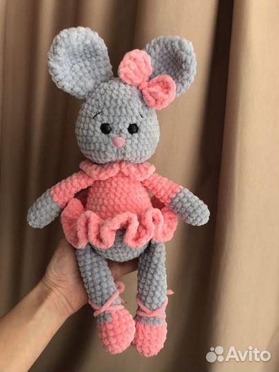 Вязанная Игрушка Зайка-балерина Подарок