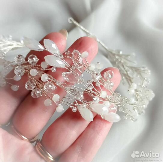 Свадебный венок, диадема с серёжками