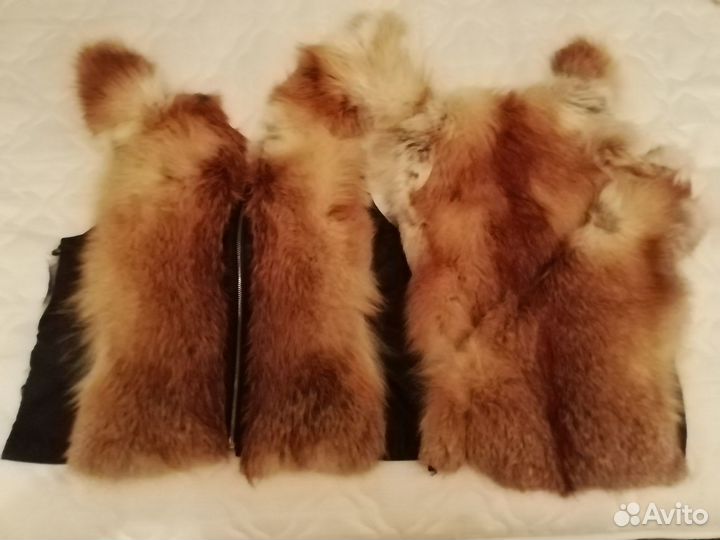 Натур.мех лисы с кожаного жилета