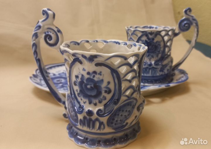 Гжель набор на подносе