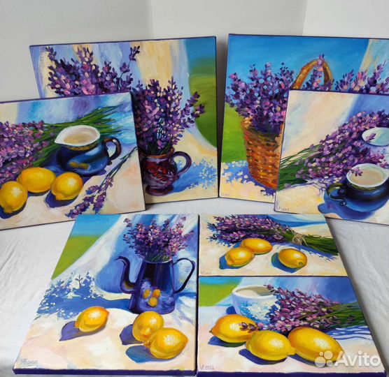 Картина маслом на холсте натюрморт лаванда