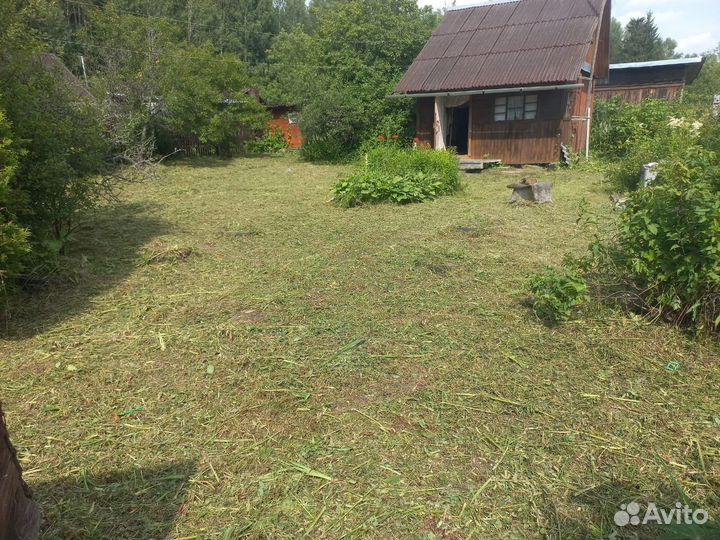 Покос травы триммером