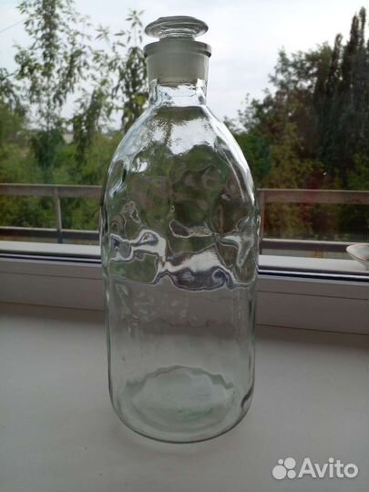 Бутылка с притертой пробкой 2 л стекло ссср/винтаж