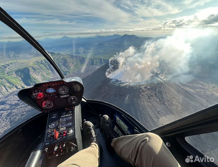 Полет к Вулкану Карымский + посадка на Водопаде